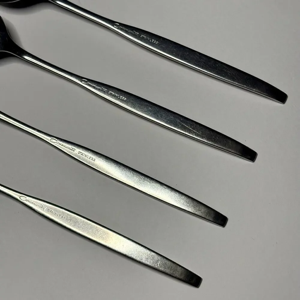 Oneida Community CELEBRITY Stainless 4 Iced Tea Spoons MCM w/ White Stars